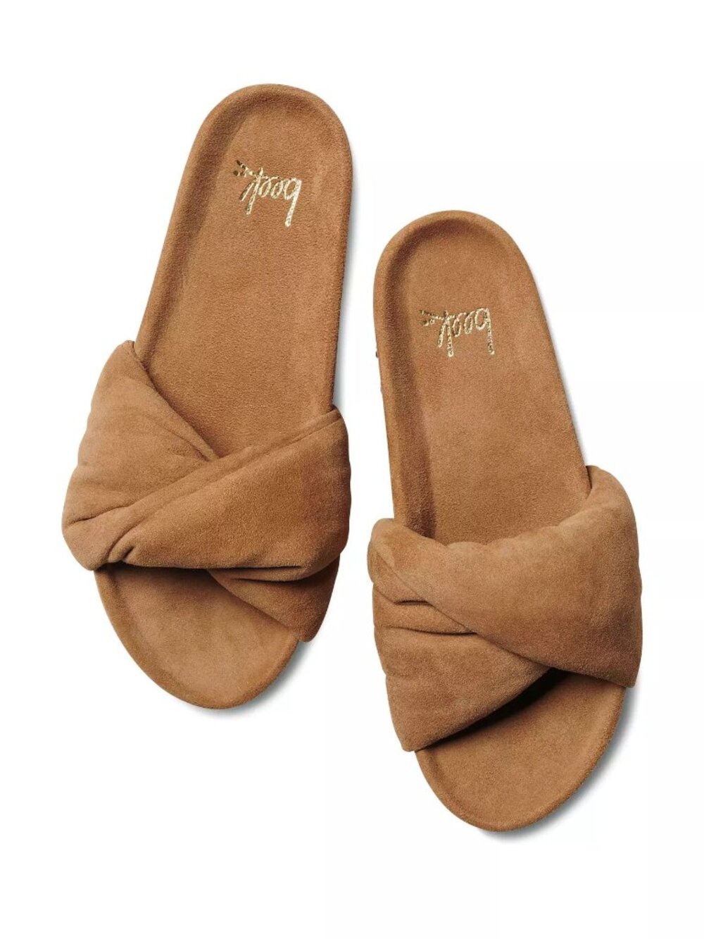 Beek Tesia Slide Flat Sandals Size 9 Almond Brown Suede Slip On Comfort NEW